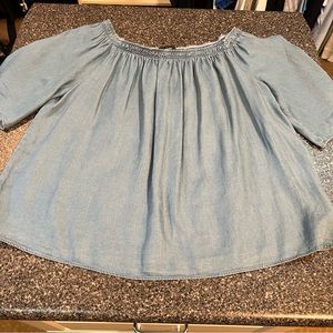 Mossimo Off-Shoulder Flowy Tencel Lyocell Chambray Top Women’s M Boho Vacation